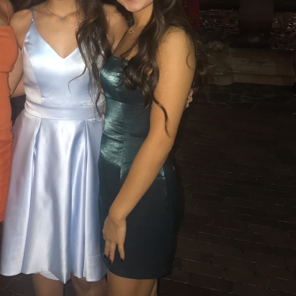 Revolve teal metallic dress